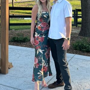 Altar'd State Floral Teal Jumpsuit